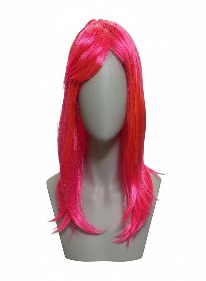 Moira Synthetic Straight Colored Hair Wig 23 inch for Costume Dressing, Photo Booths, Fancy Dress, Cosplay (Fluoro Pink) - Image 1
